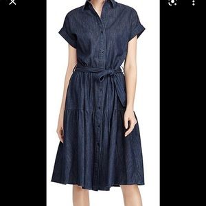 Lauren by Ralph Lauren denim capped sleeves midi dress - Size 14